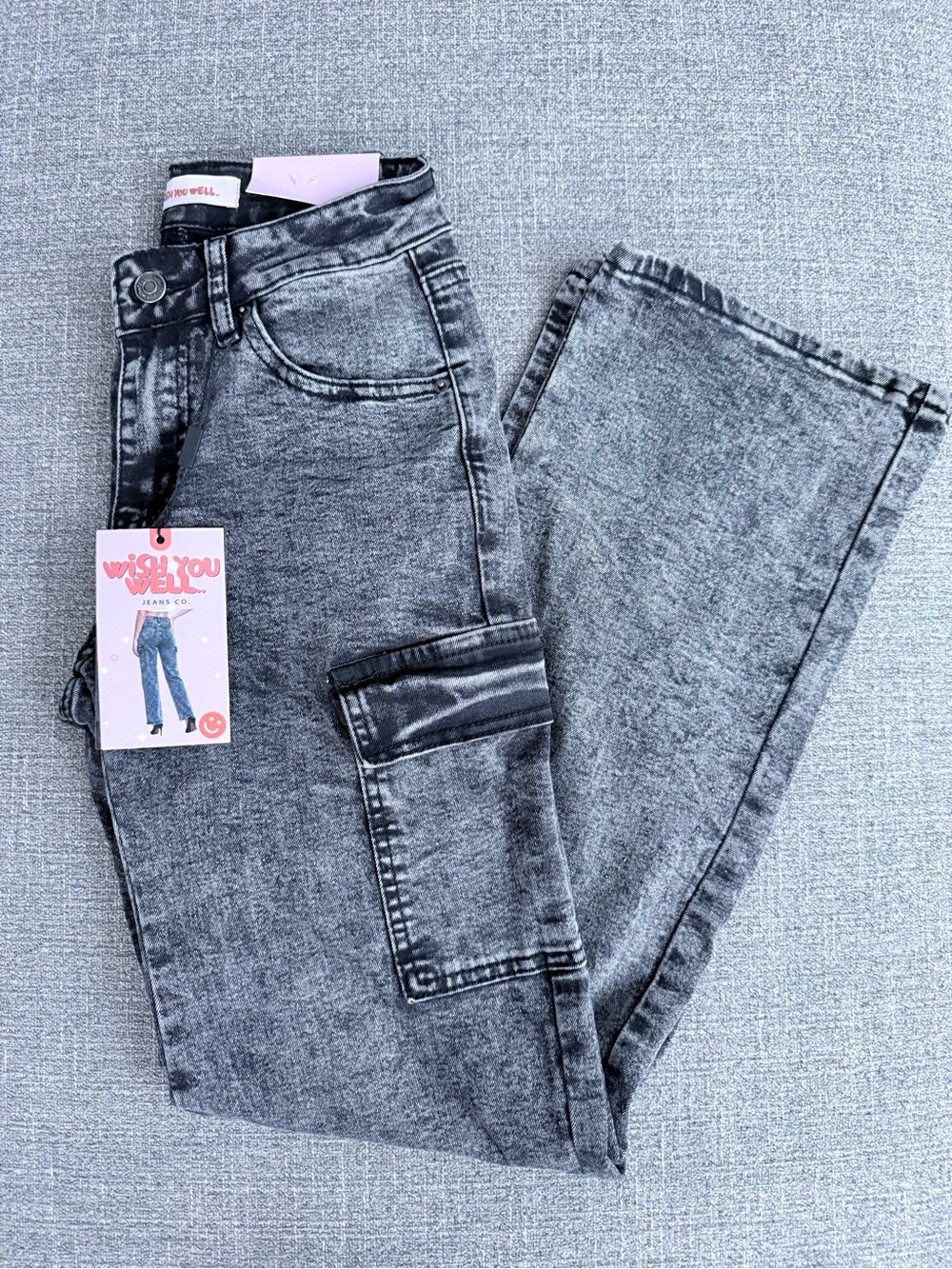 & Other Stories Black Acid-Wash Straight Leg Jeans